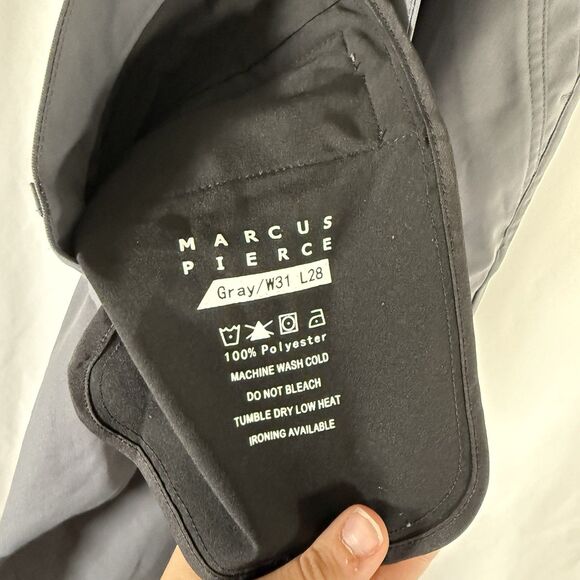 Marcus Pierce Pants Men's 31x28 Solid Grey Tech Feel Flat Front Pockets - Picture 6 of 9